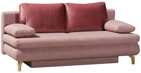 SCHLAFSOFA in Flachgewebe Rosa  - Eichefarben/Dunkelrosa, Design, Holz/Textil (200/91/92cm) - Novel