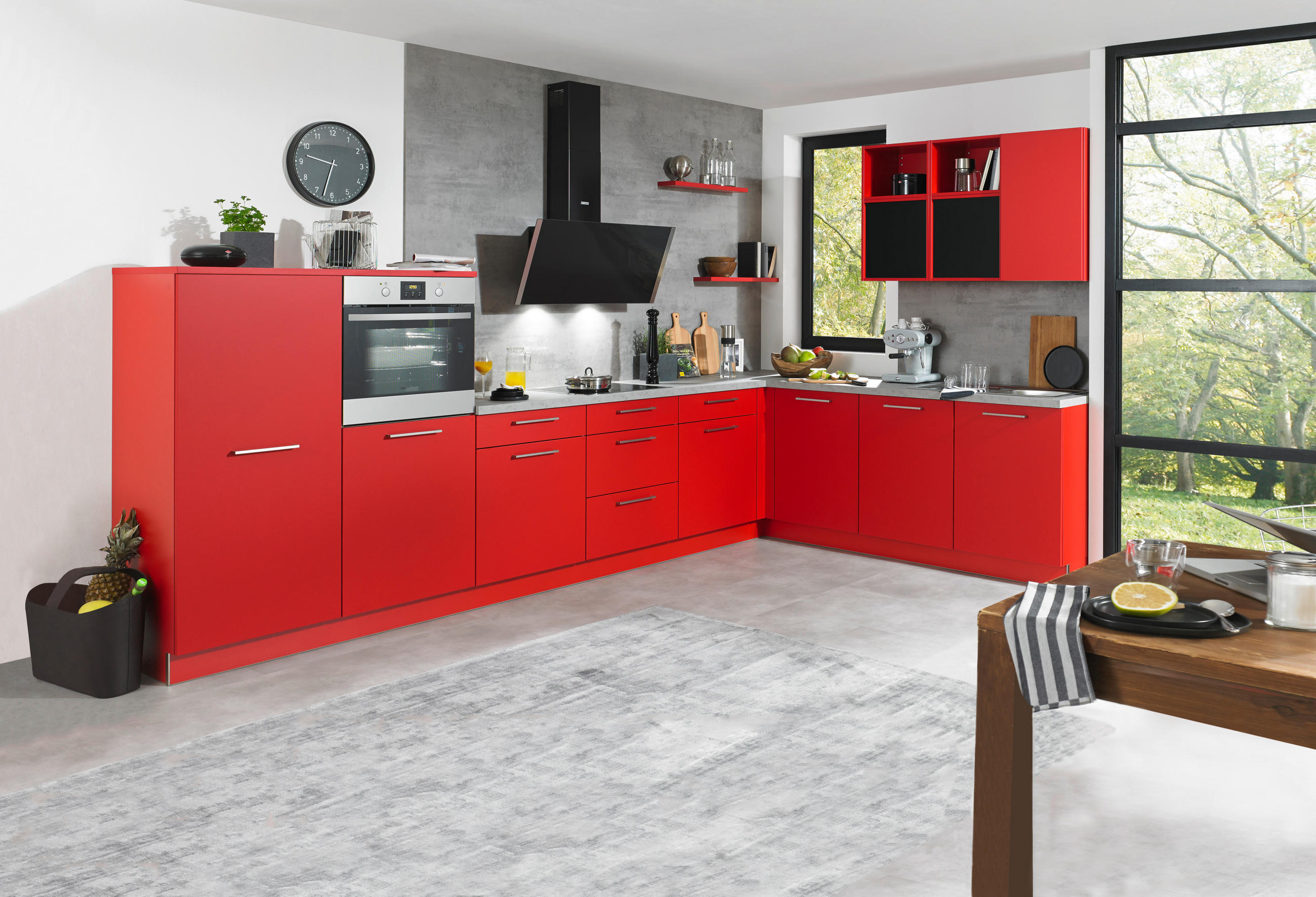 EINBAUKÜCHE   - Rot, Basics, Holzwerkstoff - Dieter Knoll