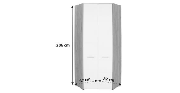 Eckschrank 87cm Avensis New, Weiß/Eiche Dekor - Eichefarben/Weiß, KONVENTIONELL, Holzwerkstoff (86,5/205,7/86,5cm) - Luca Bessoni