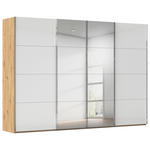 SCHWEBETÜRENSCHRANK  in Weiß, Eiche Artisan  - Chromfarben/Weiß, Design, Glas/Holzwerkstoff (316/235/68cm) - Novel