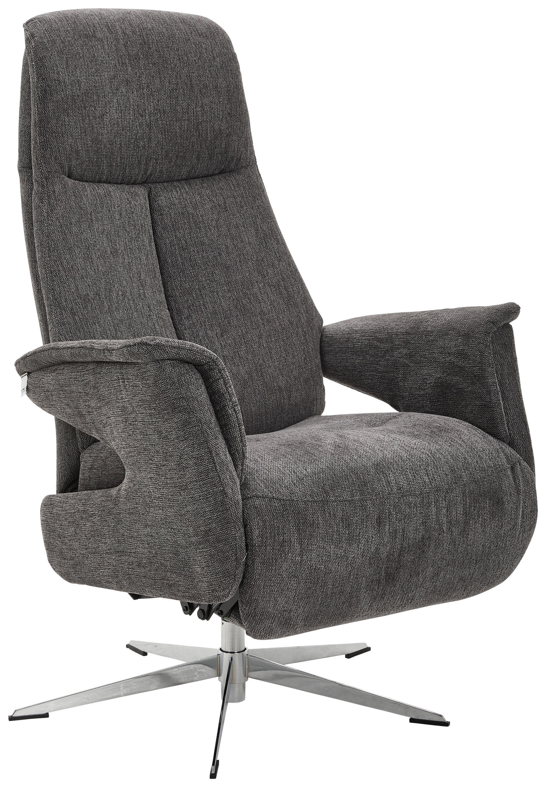 RELAXSESSEL Webstoff Relaxfunktion    - Chromfarben/Anthrazit, Design, Textil/Metall (74/108/86cm) - Welnova