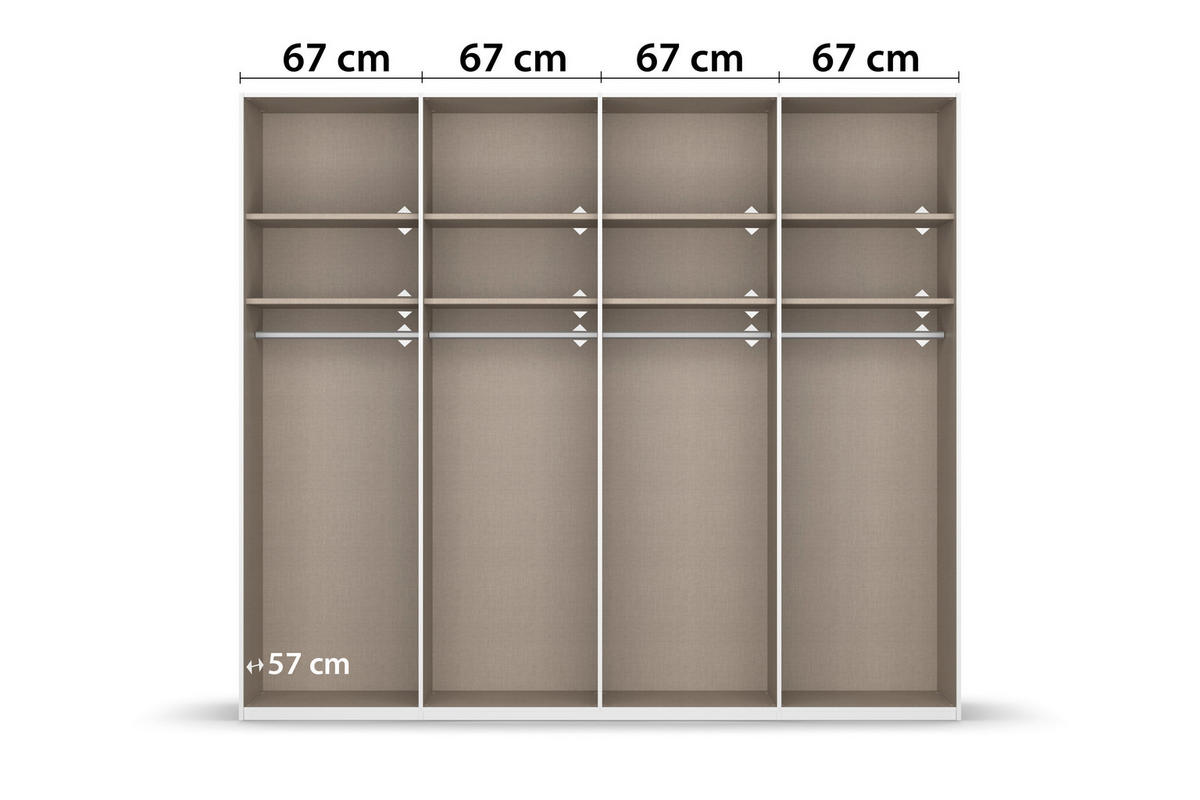 SCHWEBETÜRENSCHRANK 271/223/68 cm 4-türig Weiß  - Chromfarben/Weiß, KONVENTIONELL, Glas/Holzwerkstoff (271/223/68cm) - Novel