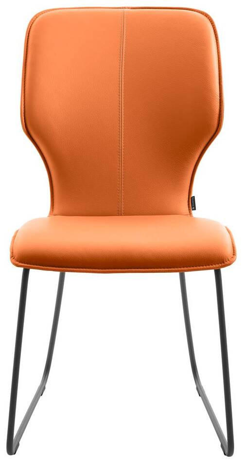 STUHL Echtleder Orange  - Dunkelgrau/Orange, Design, Leder/Metall (49/95/63cm) - Musterring