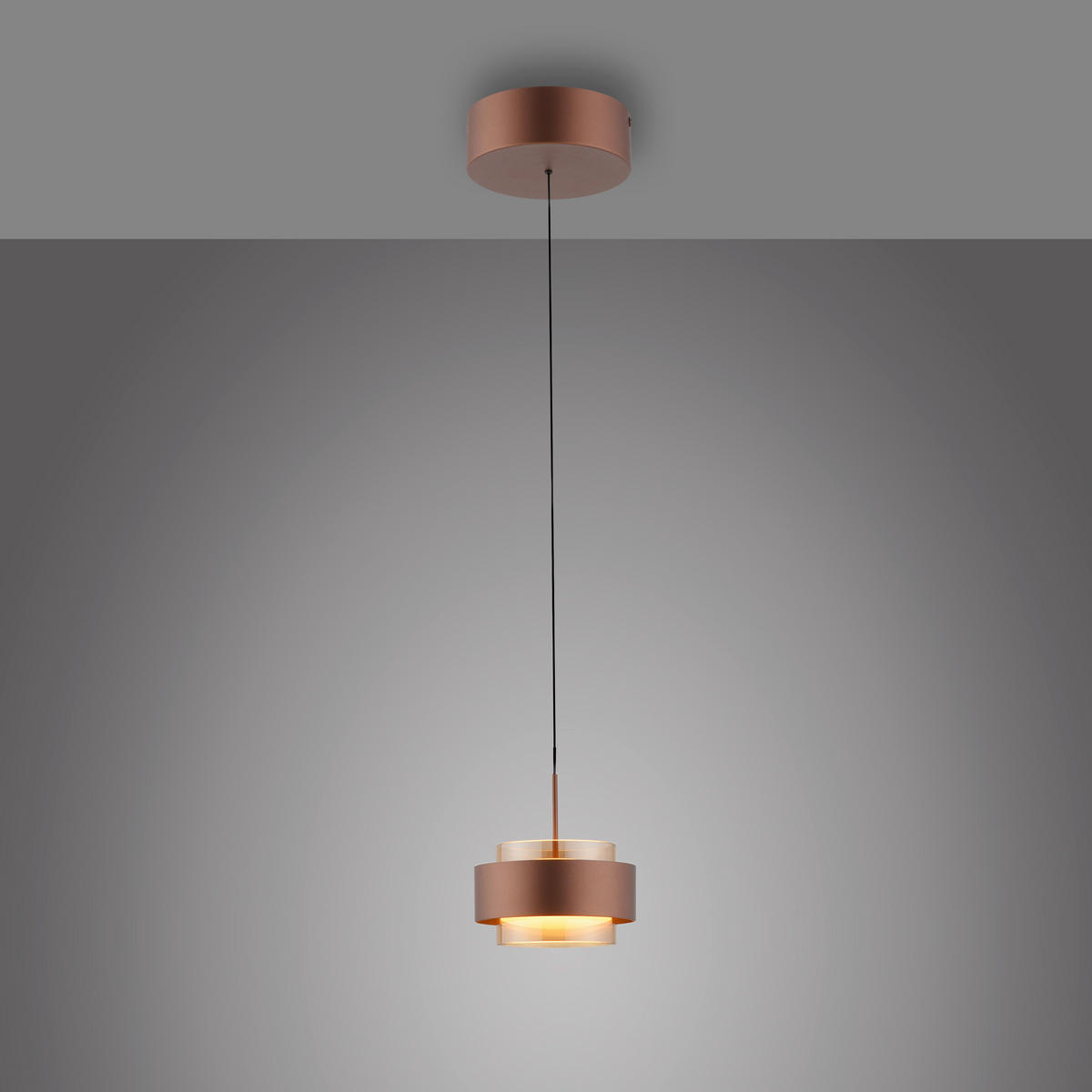 LED-HÄNGELEUCHTE 17/17/200 cm  - Kupferfarben, Design, Kunststoff/Metall (17/17/200cm)