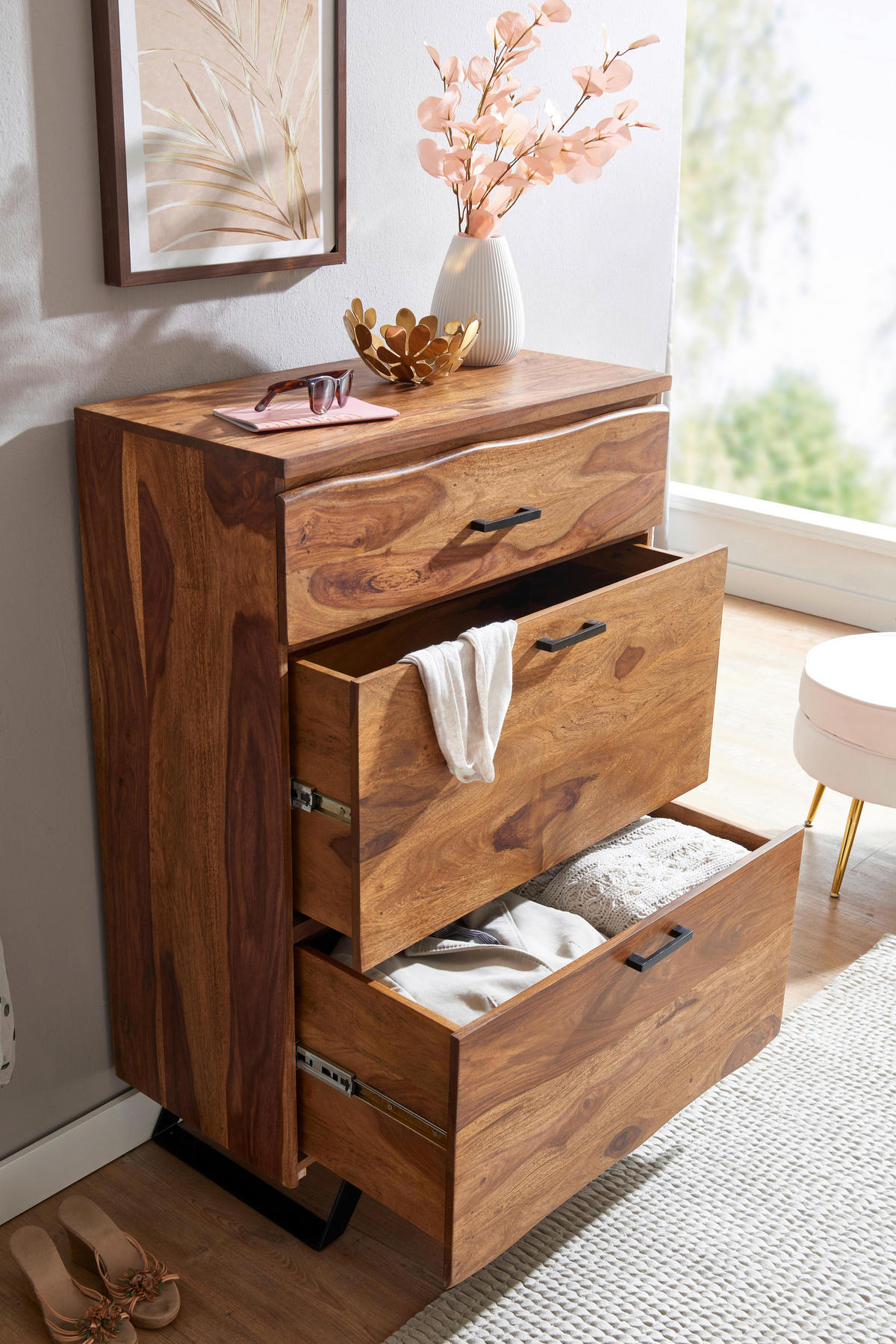 SIDEBOARD  in 80/120/41,5 cm  - Sheeshamfarben/Schwarz, Design, Holz/Metall (80/120/41,5cm) - MID.YOU
