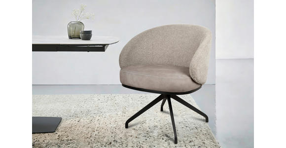 ARMLEHNSTUHL  Typenauswahl, Sitzfläche 360° drehbar, automatische Rückholfunktion Chenille, Flanell  Schwarz, Taupe  - Taupe/Schwarz, Design, Textil/Metall (73/83/68cm) - Novel