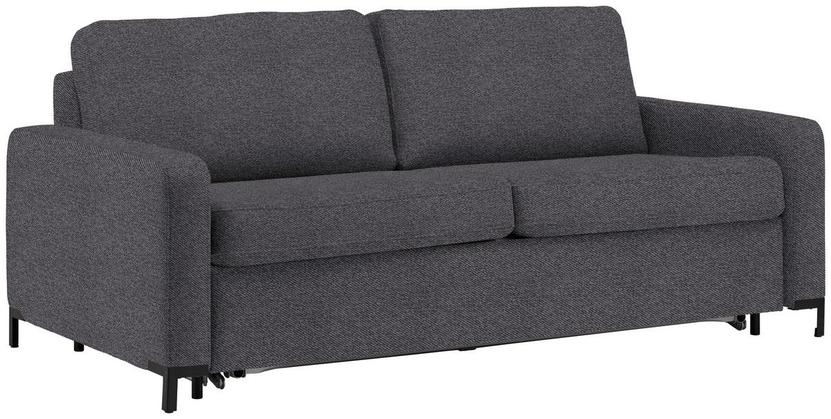 SCHLAFSOFA in Textil Dunkelgrau  - Dunkelgrau/Schwarz, Konventionell, Textil/Metall (187/84/97cm) - Welnova