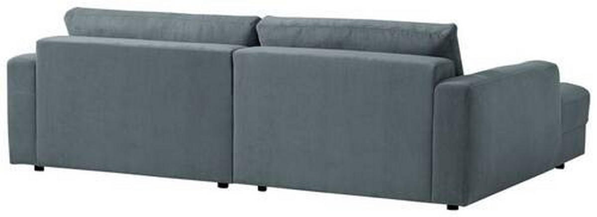 ECKSOFA in Cord Blaugrau  - Blaugrau/Schwarz, Modern, Textil (176/250cm) - Trendmanufaktur