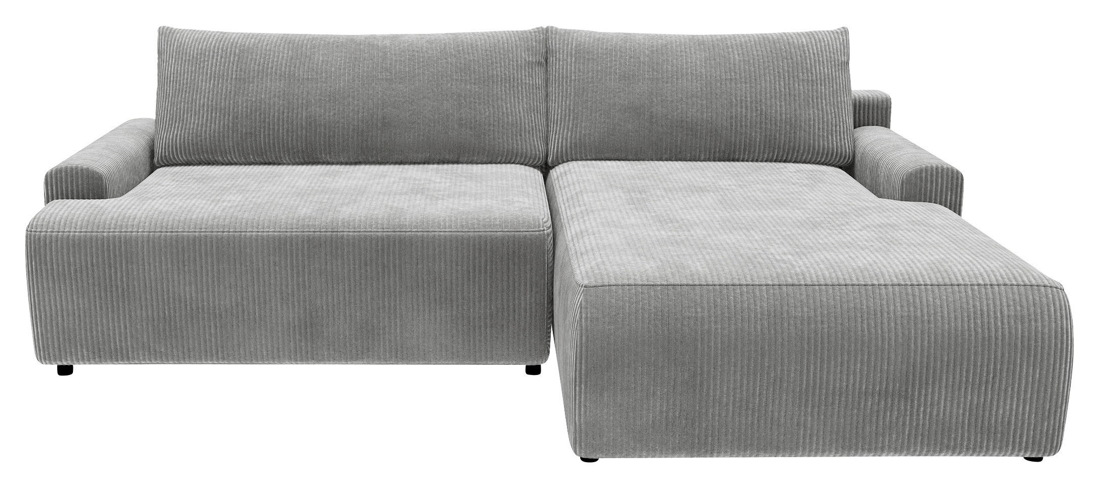 ECKSCHLAFSOFA in Cord Dunkelgrau - Dunkelgrau/Schwarz, Modern, Kunststoff/Textil (253/167cm) - Trendmanufaktur
