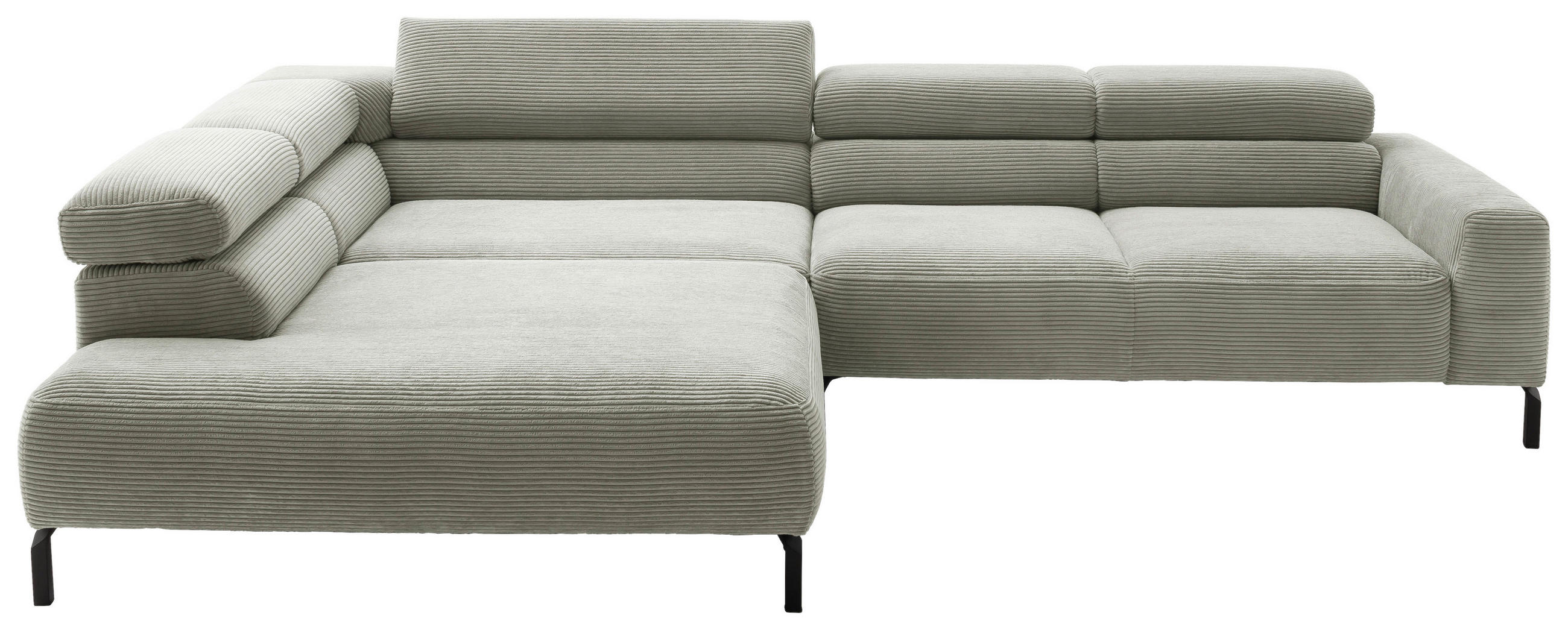 ECKSOFA inkl. Funktion Graubraun Cord  - Graubraun/Schwarz, MODERN, Textil/Metall (221-224/314-317cm) - Pure Home Lifestyle