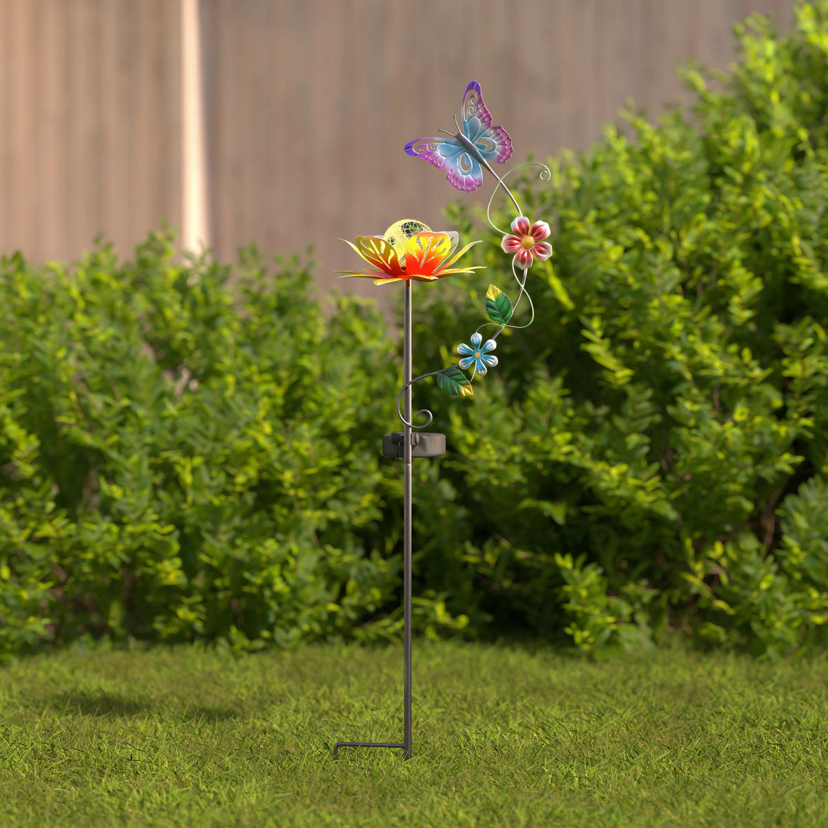 SOLARLEUCHTE Anemone 21,5/82/15,2 cm  - Klar/Schwarz, LIFESTYLE, Glas/Kunststoff (21,5/82/15,2cm) - Ambia Garden