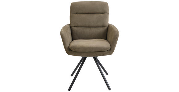 ARMLEHNSTUHL in Eisen Webstoff - Schwarz/Grün, Design, Textil/Metall (62/89/65cm) - Cantus