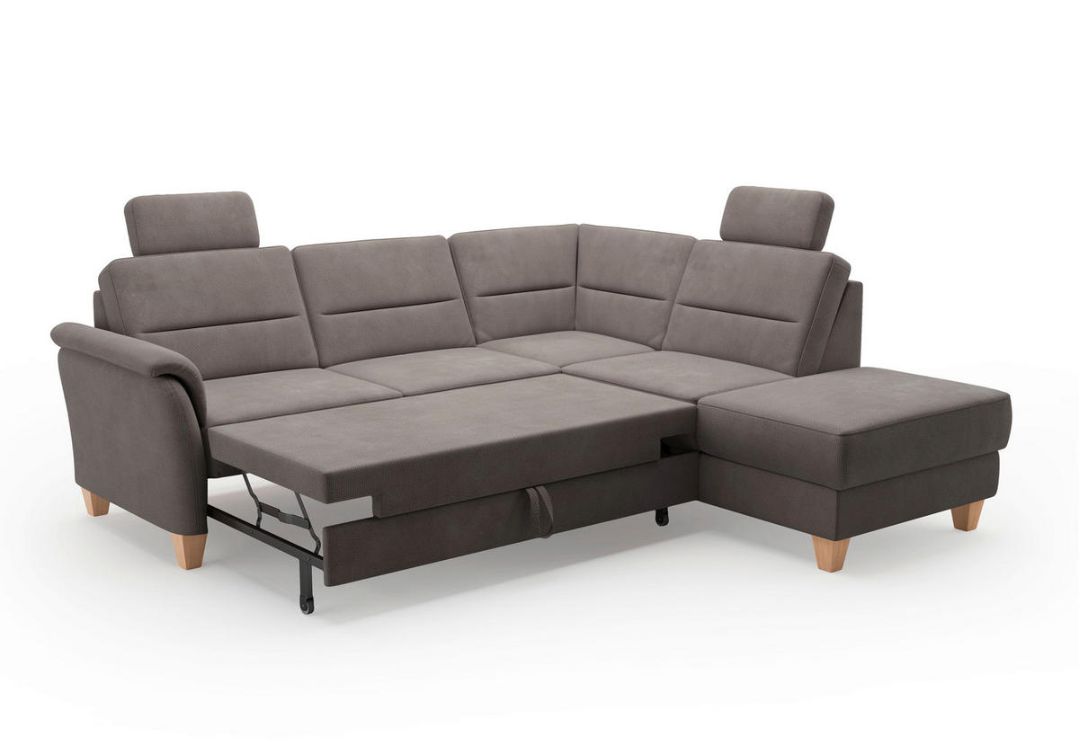 ECKSOFA in Flachgewebe Dunkelbraun  236/212 cm  - Eichefarben/Dunkelbraun, KONVENTIONELL, Holz/Textil (236/212cm) - Sit & More