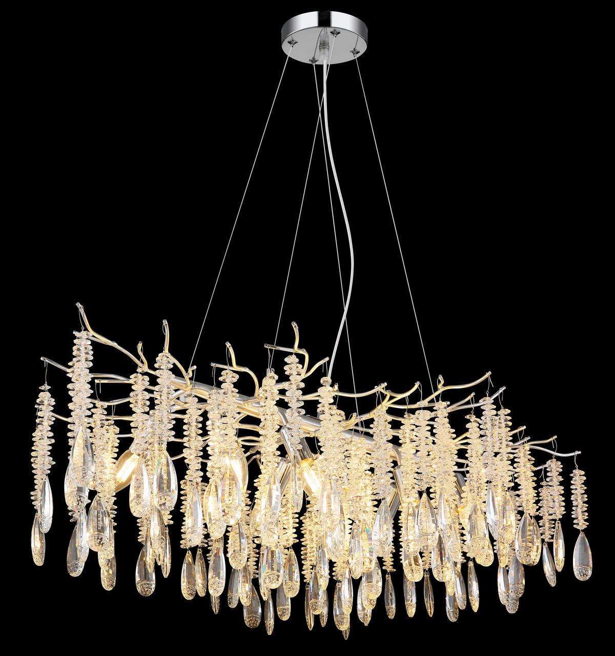 HÄNGELEUCHTE 100/60/120 cm  - Klar/Silberfarben, Design, Glas/Kunststoff (100/60/120cm) - Globo