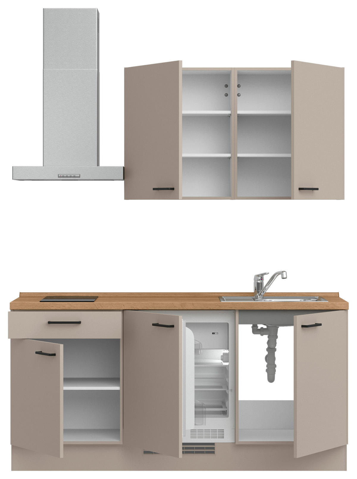 KÜCHENBLOCK Easytouch 180 cm  in Eichefarben, Sandfarben  - Sandfarben/Eichefarben, MODERN, Holzwerkstoff/Metall (180cm) - Nobilia