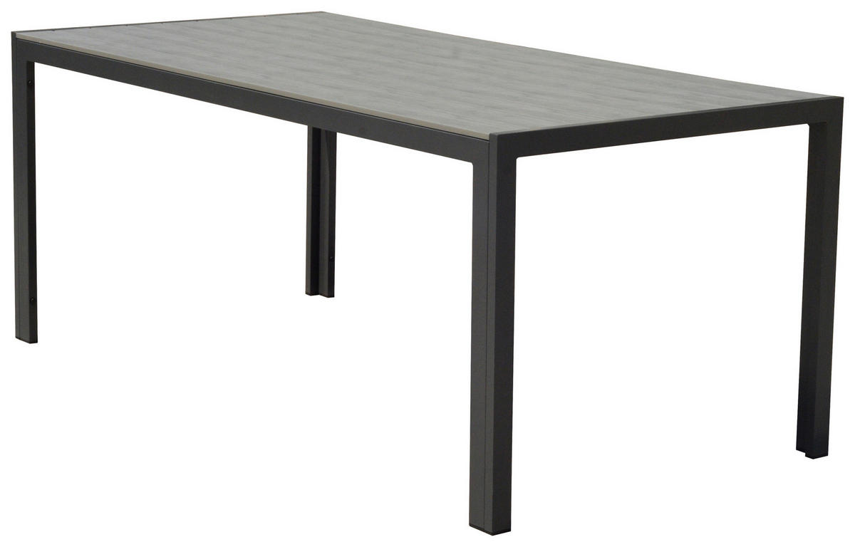 GARTENTISCH 180/90/74 cm Metall, Kunststoff Grau, Dunkelgrau rechteckig  - Dunkelgrau/Grau, Konventionell, Kunststoff/Metall (180/90/74cm) - Ambia Garden