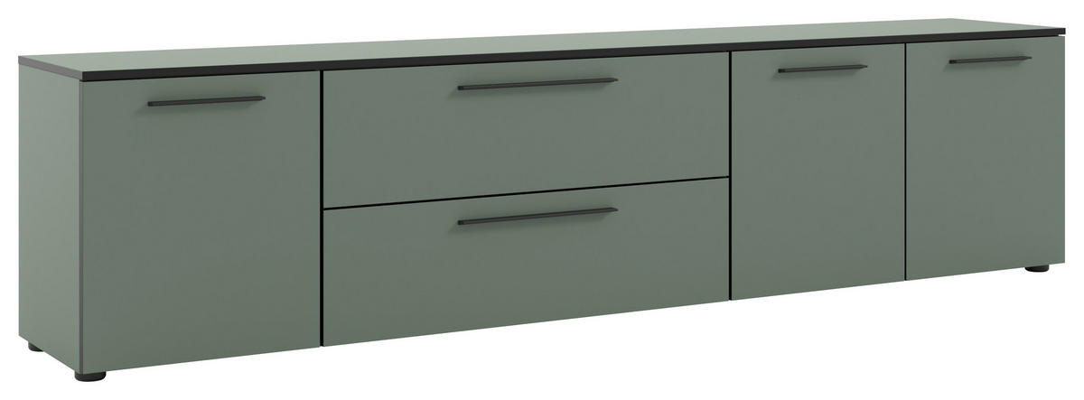 LOWBOARD  in 225/55/40 cm  - Schilfgrün/Schwarz, MODERN, Holzwerkstoff/Kunststoff (225/55/40cm)