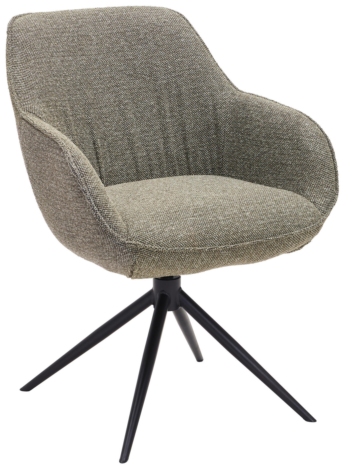 ARMLEHNSTUHL  Sitzfläche 360° drehbar, automatische Rückholfunktion Leinenoptik  - Schwarz/Grün, Design, Textil/Metall (64/84/61cm) - Novel