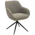 ARMLEHNSTUHL  Sitzfläche 360° drehbar, automatische Rückholfunktion Leinenoptik  - Schwarz/Grün, Design, Textil/Metall (64/84/61cm) - Novel
