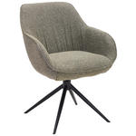 ARMLEHNSTUHL  Sitzfläche 360° drehbar, automatische Rückholfunktion Leinenoptik  - Schwarz/Grün, Design, Textil/Metall (64/84/61cm) - Novel