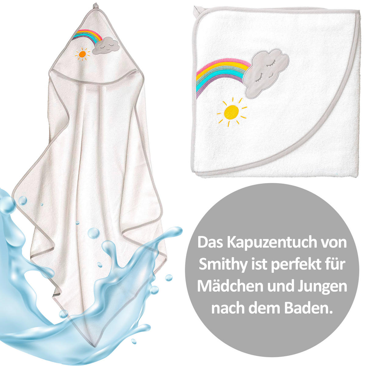 KAPUZENBADETUCH 100/100 cm    - Weiß, Basics, Textil (100/100cm)