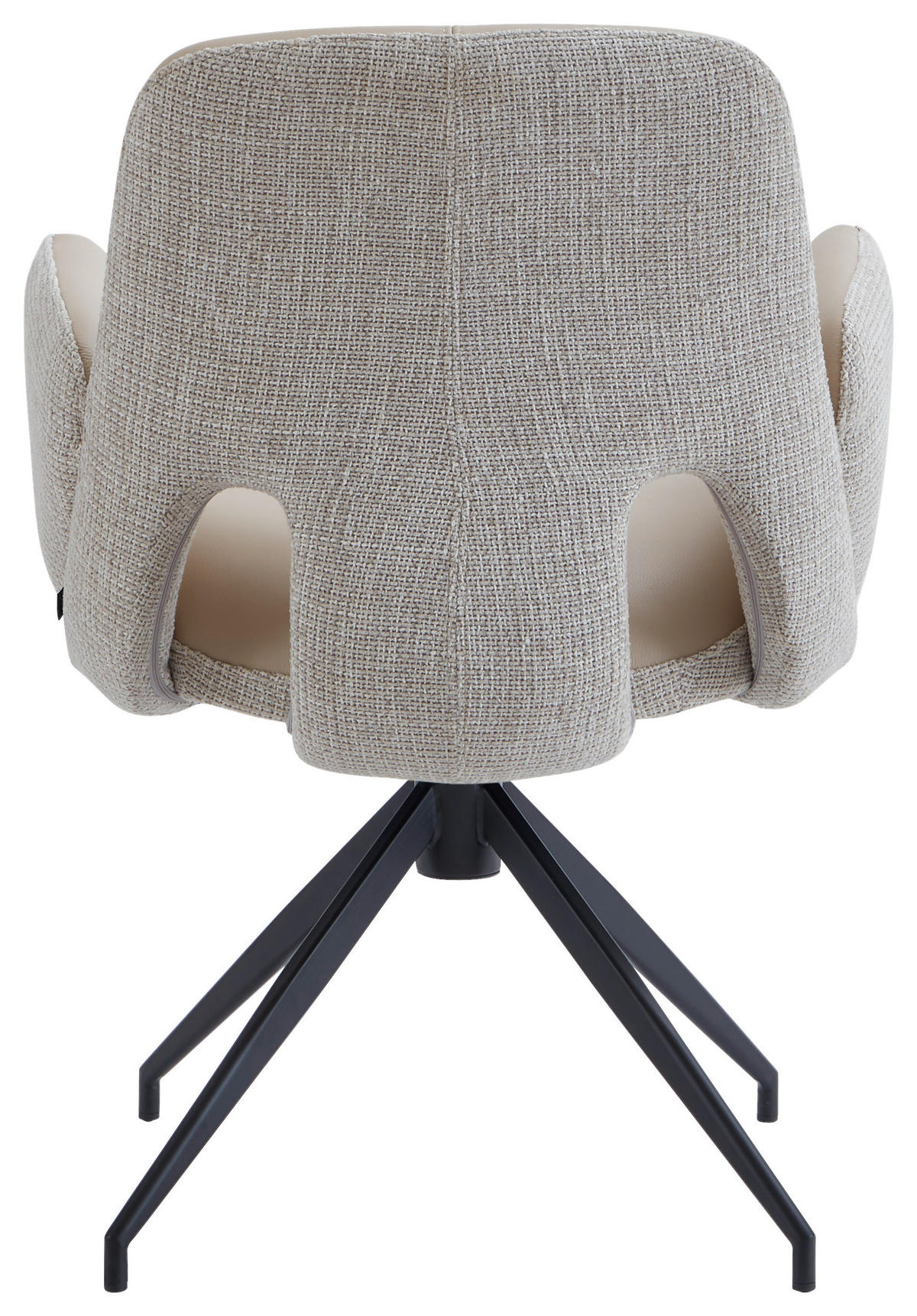 ARMLEHNSTUHL  Sitzfläche 360° drehbar, automatische Rückholfunktion Leinenoptik Echtleder  - Beige/Schwarz, Design, Leder/Textil (60/85/62cm) - Dieter Knoll