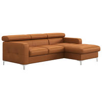 ECKSOFA 227/168 cm  in Echtleder Gelb Bettkasten, Schlaffunktion, Kopfteilverstellung, Kopfstütze  227/168 cm  - Chromfarben/Gelb, Design, Leder/Metall (227/168cm) - Livetastic