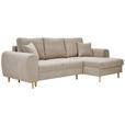 ECKSOFA in Webstoff Beige  - Beige/Schwarz, KONVENTIONELL, Holz/Textil (250/145cm) - Carryhome