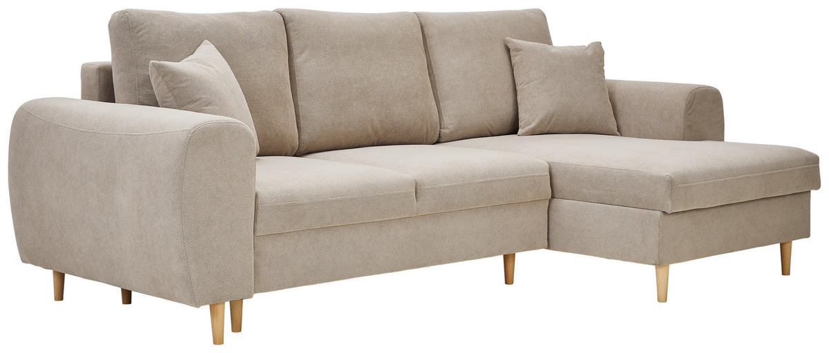 ECKSOFA in Webstoff Beige  - Beige/Naturfarben, Konventionell, Holz/Textil (250/145cm) - MID.YOU