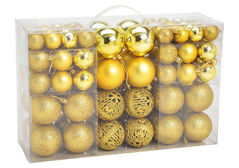 CHRISTBAUMKUGEL-SET 100-teilig  - Goldfarben, Basics, Kunststoff (35,0/23,0/12,0cm)
