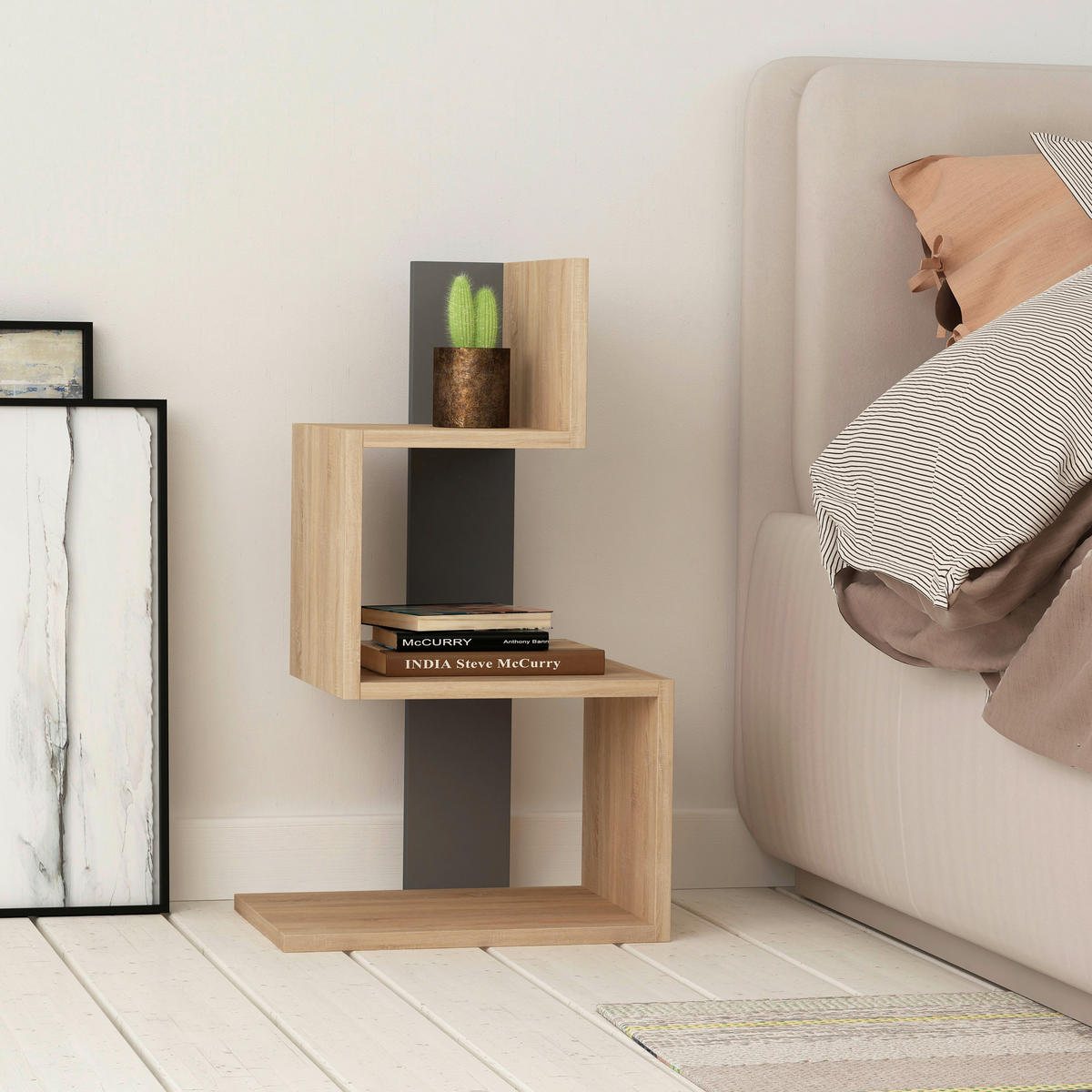 BEISTELLTISCH in Holzwerkstoff  - Eichefarben/Anthrazit, Design, Holzwerkstoff (42/72/30cm) - Livetastic