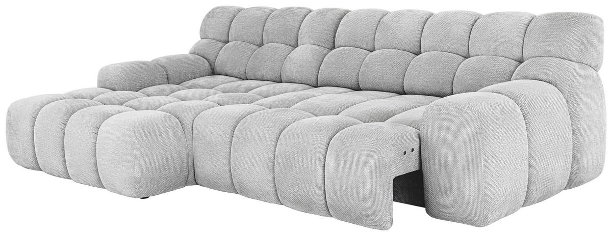 ECKSOFA in Webstoff Silberfarben  - Silberfarben/Schwarz, Modern, Kunststoff/Textil (180/297cm) - Welnova