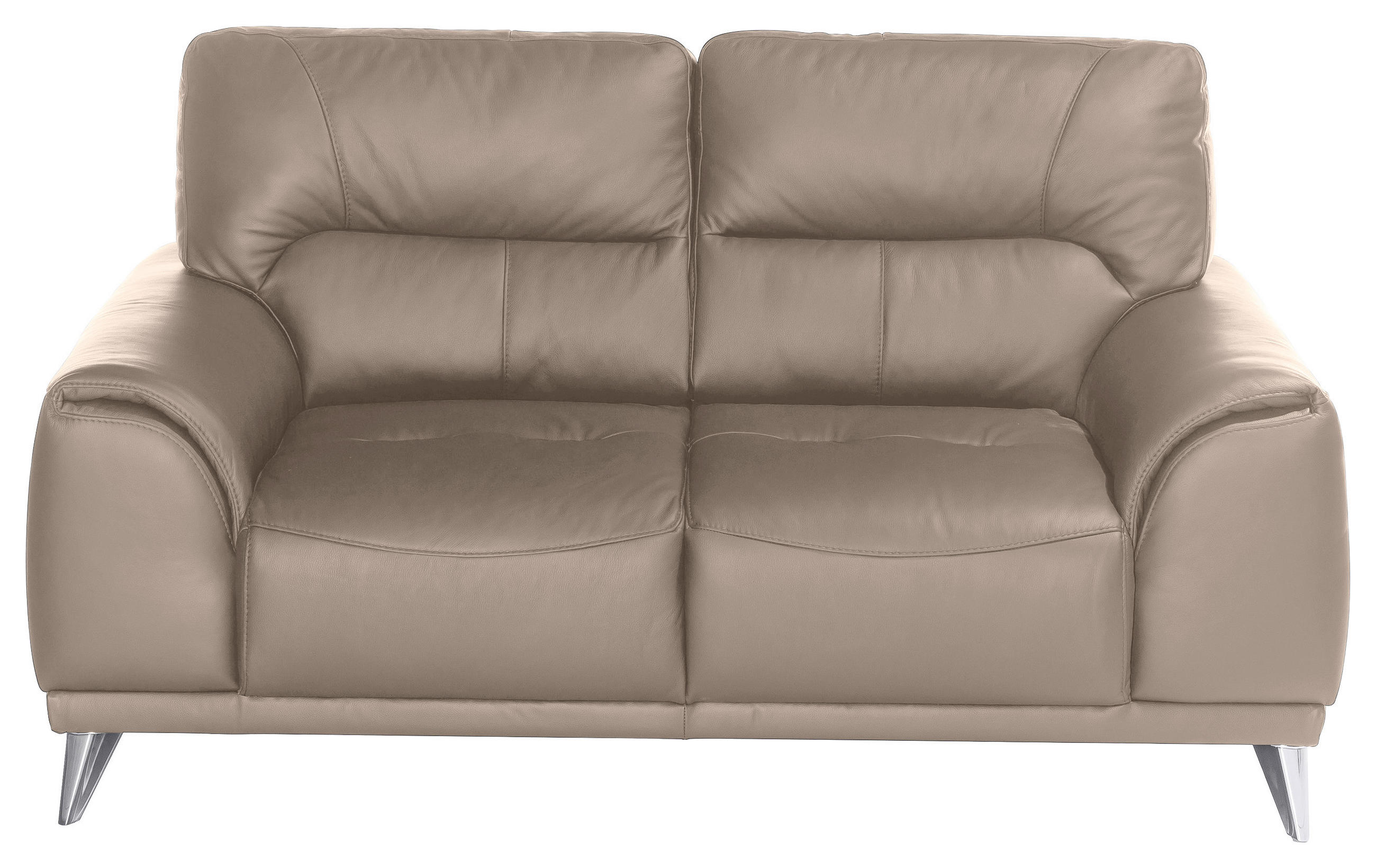 2-SITZER-SOFA Lederlook Sandfarben  - Sandfarben/Chromfarben, Modern, Textil/Metall (166/92/96cm) - MID.YOU