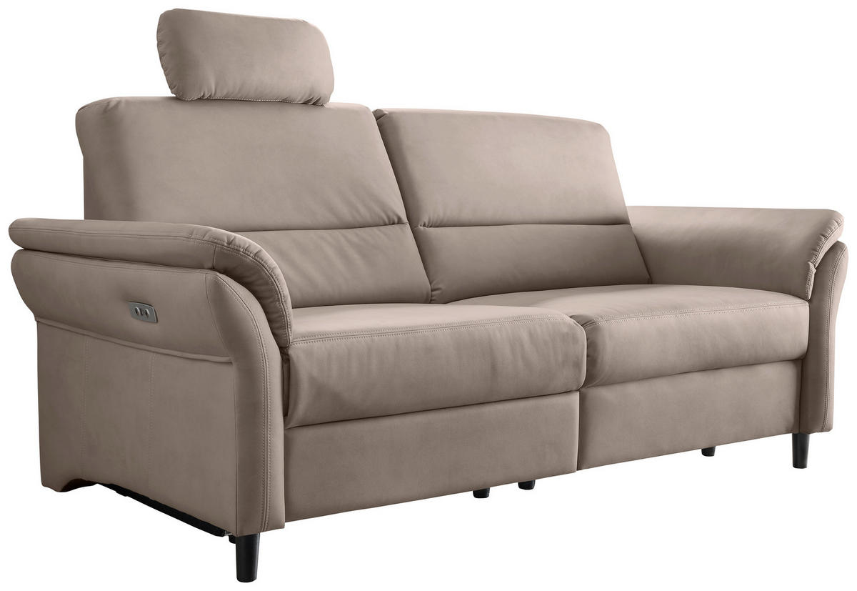 3-SITZER-SOFA in Lederlook Beige  - Beige/Schwarz, MODERN, Holz/Textil (192/90/89cm) - Livetastic