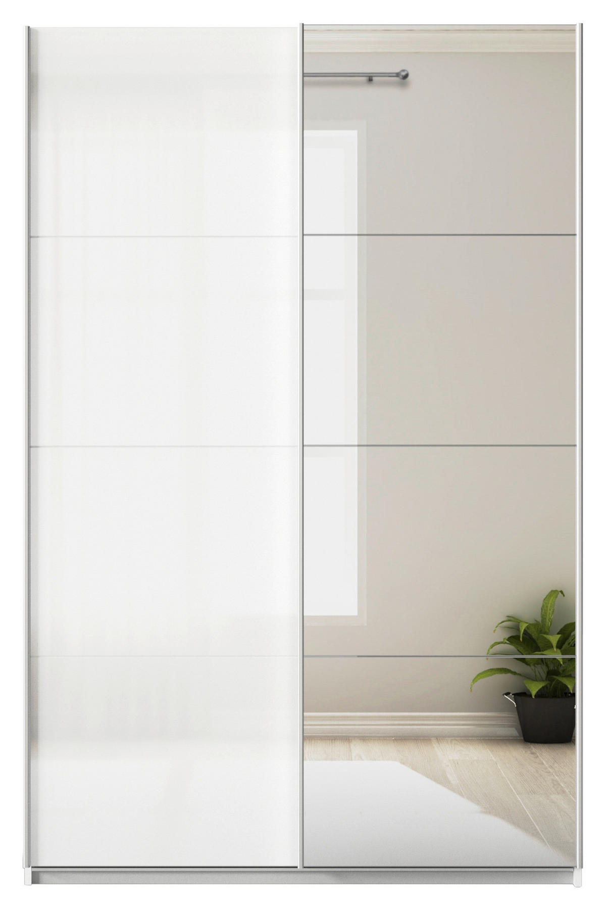 SCHWEBETÜRENSCHRANK  in Weiß  - Alufarben/Weiß, KONVENTIONELL, Glas/Holzwerkstoff (181/210/62cm) - Xora