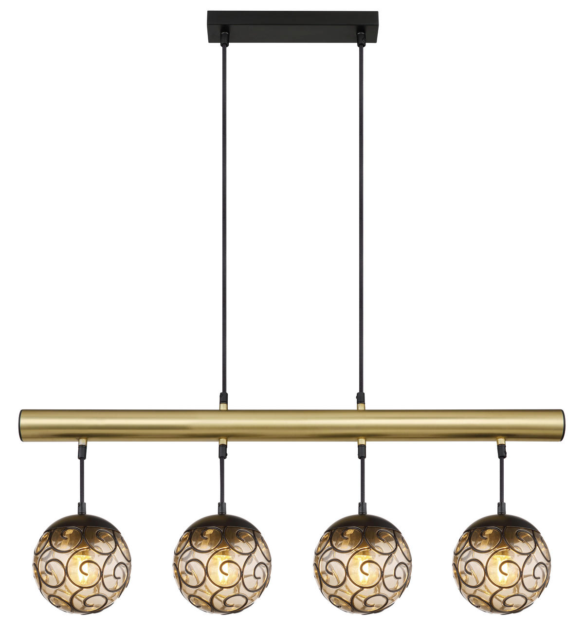 HÄNGELEUCHTE 90/15/120 cm    - Goldfarben/Schwarz, Konventionell, Kunststoff/Metall (90/15/120cm) - Globo