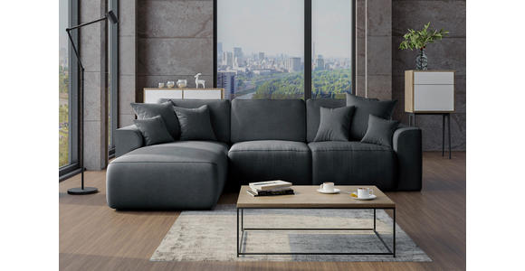 ECKSOFA in Lederlook Anthrazit  - Chromfarben/Anthrazit, KONVENTIONELL, Kunststoff/Textil (195/293cm) - Carryhome