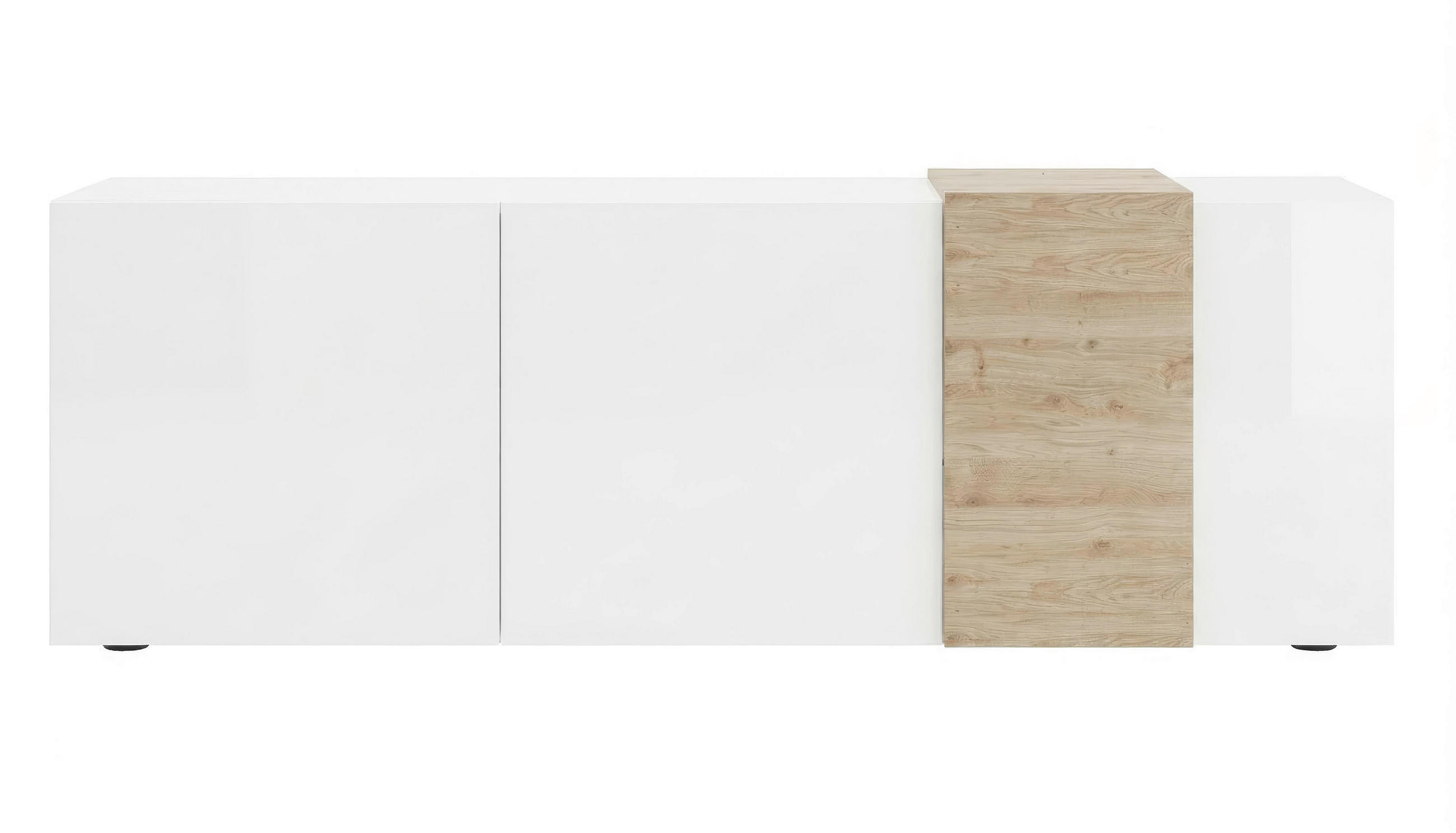 LOWBOARD 181/59/44 cm  - Weiss Hochglanz/Eichefarben, Design, Holzwerkstoff/Kunststoff (181/59/44cm) - MID.YOU