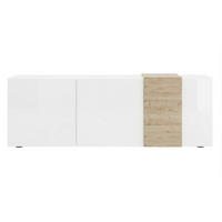 LOWBOARD 181/59/44 cm  - Weiss Hochglanz/Eichefarben, Design, Holzwerkstoff/Kunststoff (181/59/44cm) - MID.YOU