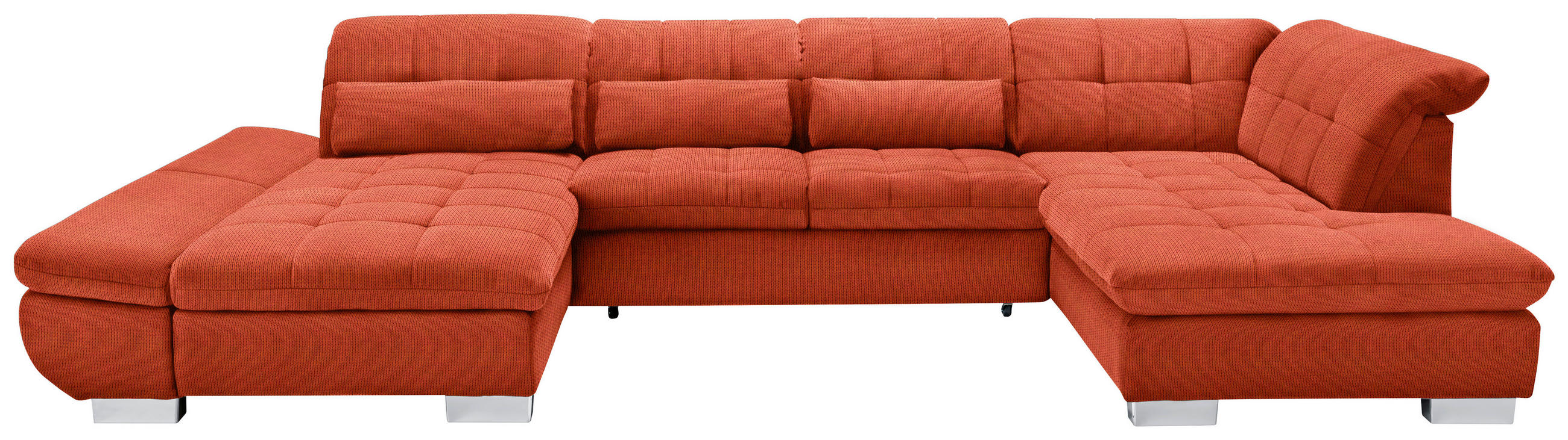 WOHNLANDSCHAFT in Mikrofaser Orange  - Chromfarben/Orange, Design, Kunststoff/Textil (204/350/211cm) - Xora