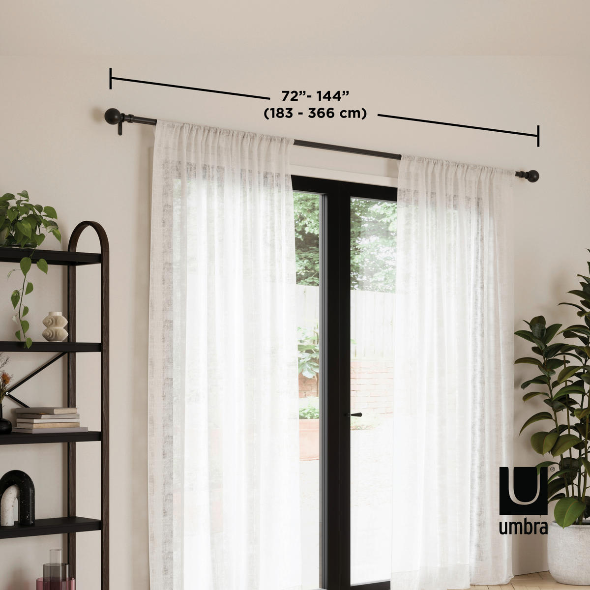 TYČ NA ZÁVĚSY  382 cm - černá, Konvenční, kov/plast (382cm) - Umbra