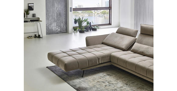 ECKSOFA in Mikrofaser Hellbraun  - Hellbraun/Schwarz, KONVENTIONELL, Textil/Metall (178/285cm) - Carryhome