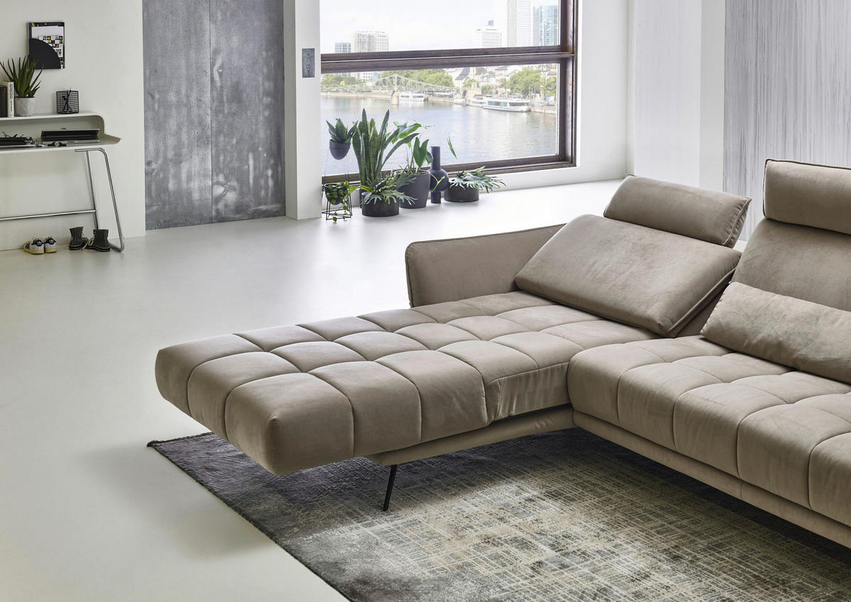 ECKSOFA in Mikrofaser Hellbraun  - Hellbraun/Schwarz, Konventionell, Textil/Metall (178/285cm) - Carryhome