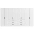 DREHTÜRENSCHRANK 400/223/61 cm,  in Weiß, 8-türig  - Edelstahlfarben/Weiß, Basics, Holzwerkstoff/Metall (400/223/61cm) - Novel