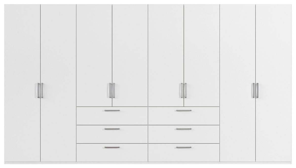 DREHTÜRENSCHRANK 400/235/61 cm,  in Weiß, 8-türig  - Edelstahlfarben/Weiß, Basics, Holzwerkstoff/Metall (400/235/61cm) - Novel