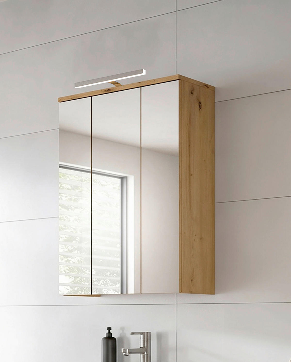 SPIEGELSCHRANK 60/77/21 cm  - Eiche Artisan, Trend, Glas/Holzwerkstoff (60/77/21cm) - MID.YOU