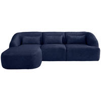 ECKSOFA  in Struktur Dunkelblau  160/256 cm  - Schwarz/Dunkelblau, MODERN, Kunststoff/Textil (160/256cm) - Livetastic