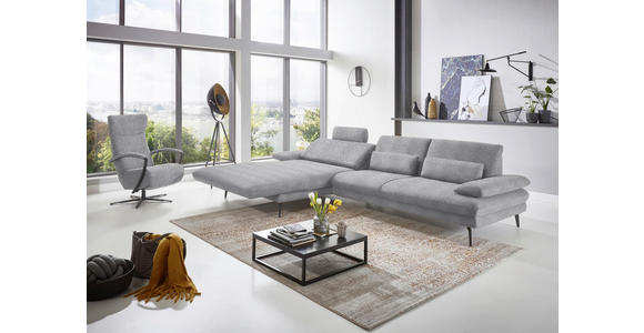 ECKSOFA in Chenille Hellgrau 180/310 cm - Hellgrau/Schwarz, Design, Textil/Metall (180/310cm) - Dieter Knoll