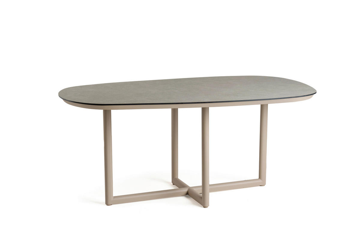 LOUNGE MIZA  - barve šampanjca/siva, Basics, kovina/umetna masa (180/100/74cm) - Tierra Outdoor