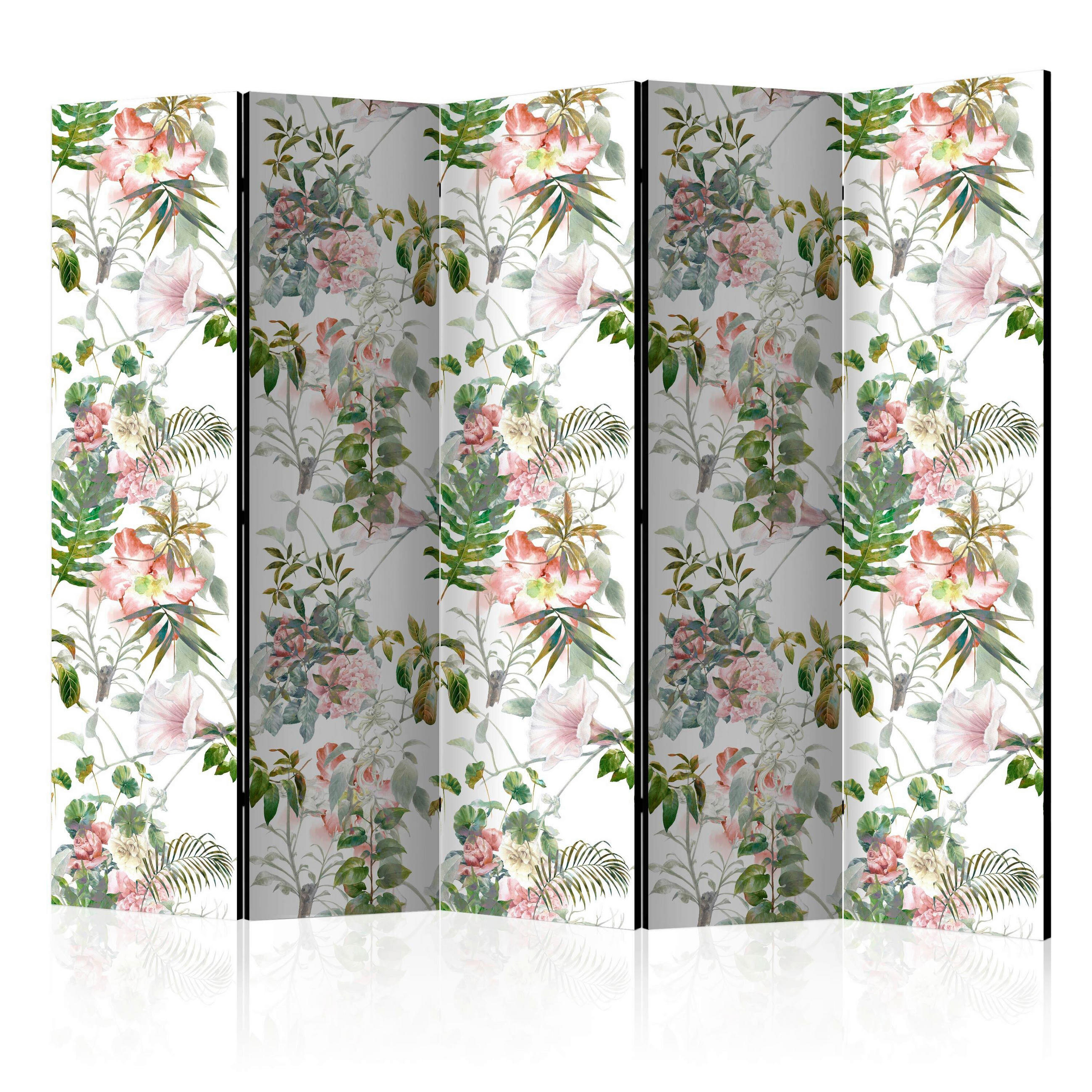 PARAVENT mit 5  Flügel - Türkis/Grau, Basics, Holz/Textil (225/172/3cm) - artgeist